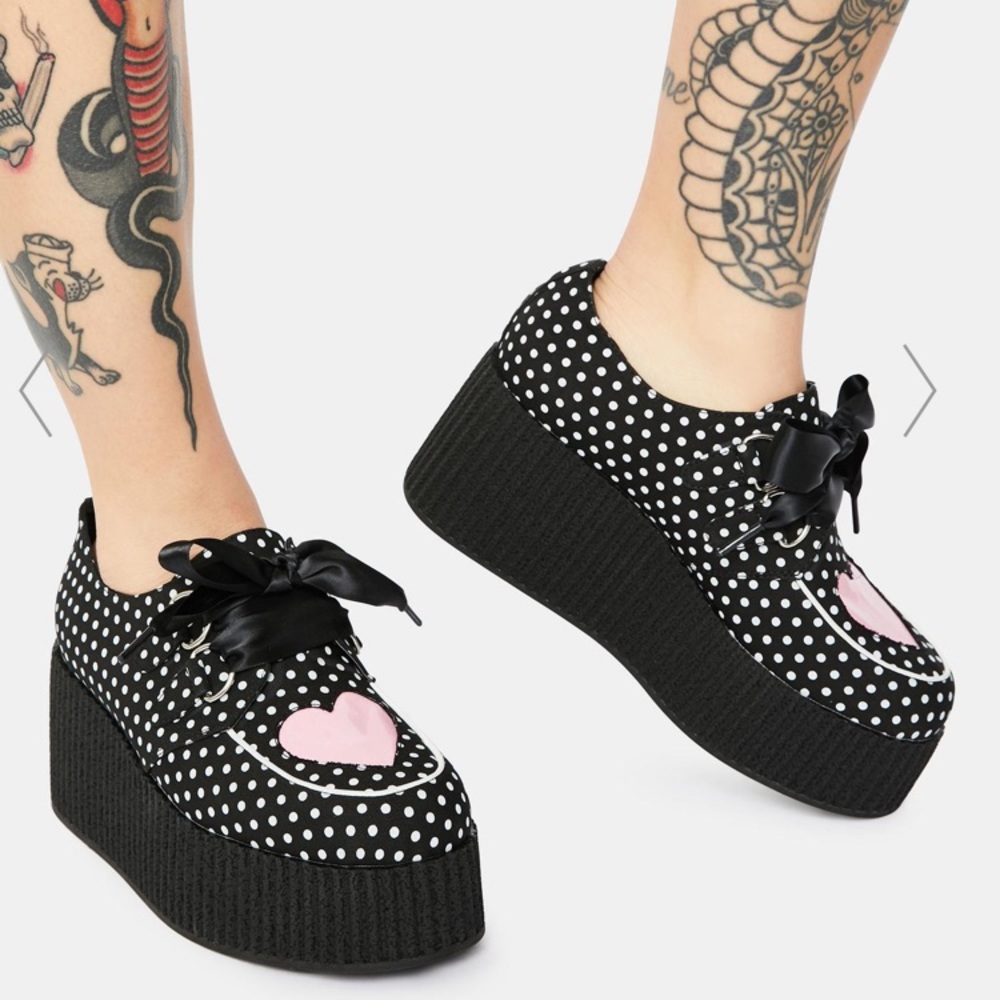 Dolls Kill Charla Tedrick Sweetheart Polkadot Platform Janes - Picture 3 of 9